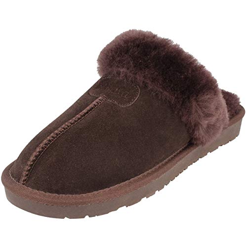 BOnova Helsinki Hausschuhe Damen Lammfell in 5 Farben und in den Größen 35-43. Kuschelig und unglaublich bequem. Dunkelbraun Größe 38 von BOnova