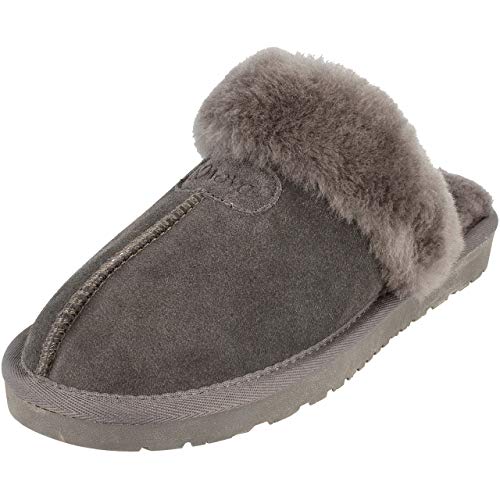 BOnova Helsinki Hausschuhe Damen Lammfell in 5 Farben und in den Größen 35-43. Kuschelig und unglaublich bequem. Grau Größe 37 von BOnova