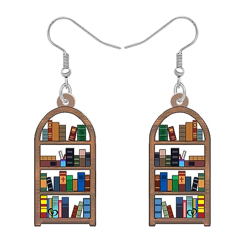 BONSNY Acryl Neuheit leichtes Buch Bleistift baumeln Ohrringe niedlich Lehrer Studenten Anerkennung Geschenk Ohrringe für Frauen Damen Erzieher zurück zu Schule Schmuck (Umber) von BONSNY