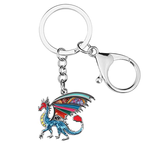 BONSNY Emaille Metall Neuheit Fantasy Drache Dinosaurier Schlüsselanhänger für Frauen Geschenk Auto Handtasche Ringe Charms Glückssymbol (Mehrfarbig) von BONSNY