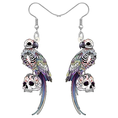 BONSNY Halloween Ohrringe Schädel Papagei Neuheit Hypoallergen Baumeln Schmuck Punk Charms für Frauen Damen Party Favors Geschenke (Violett) von BONSNY