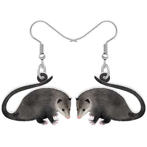 BONSNY Niedliche Acryl Opossum baumeln Ohrringe Neuheit Ratte Hypoallergen hängend Tiere Schmuck für Frauen Damen Mädchen Geschenke (Graphit) von BONSNY