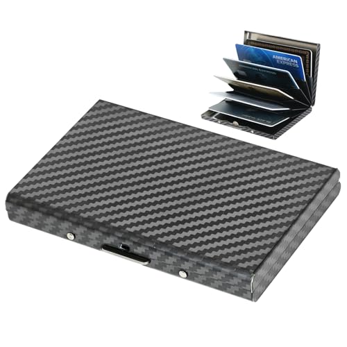 BONSYL® Kreditkartenetui, RFID Blockierung Schlankes Metall Kreditkartenetui Geldbörsen mit 6 Kartenfächer für Damen und Herren.(6 Karten/Schwarz) von BONSYL