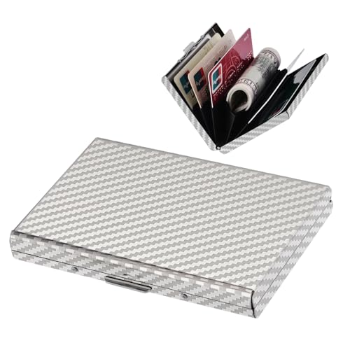 BONSYL® Kreditkartenetui, RFID Blockierung Schlankes Metall Kreditkartenetui Geldbörsen mit 6 Kartenfächer für Damen und Herren.(6 Karten/Silber) von BONSYL