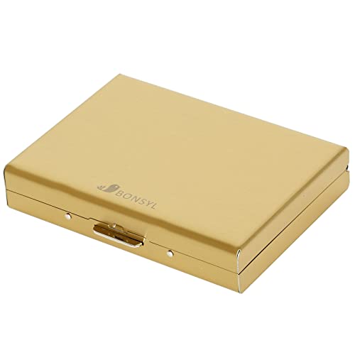 BONSYL® Kreditkartenetui aus Metall für Damen und Herren, RFID-Blockierender Kreditkartenetui aus Edelstahl mit 10 Kartenfächern. (10 Slots-Gold) von BONSYL