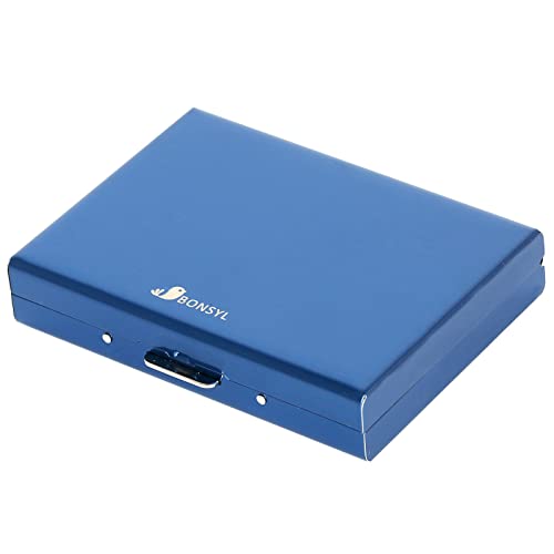BONSYL® Kreditkartenetui mit 10 PVC-Fächern, minimalistischer, schlanker Metall-RFID-blockierender kontaktloser Kartenschutz für Männer und Frauen. (10 Slots-Blau) von BONSYL