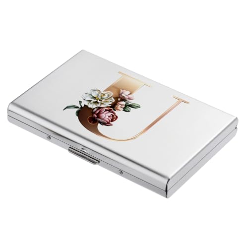 BONSYL Kreditkartenetui, Schlankes RFID Blockierung Metall Kreditkartenetui Geldbörsen, Modisches Design und Künstlerische Muster Kreditkartenetui für Damen und Herren.(6 Karten/Silber/U) von BONSYL