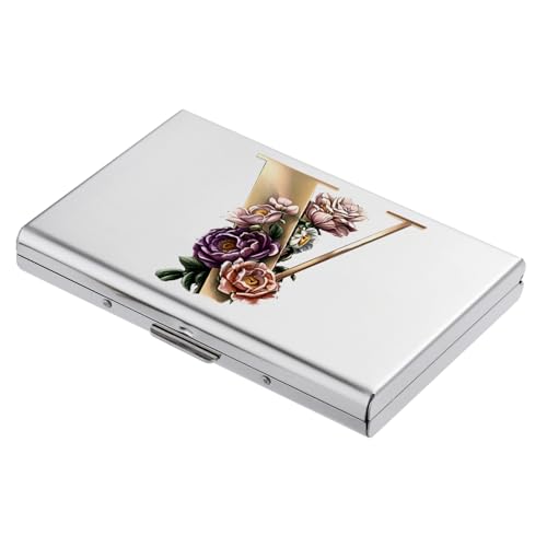 BONSYL Kreditkartenetui, Schlankes RFID Blockierung Metall Kreditkartenetui Geldbörsen, Modisches Design und Künstlerische Muster Kreditkartenetui für Damen und Herren.(6 Karten/Silber/V) von BONSYL