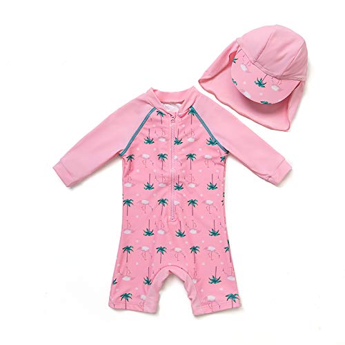 BONVERANO Baby Mädchen Badeanzug EIN stück 3/4 der ärmellänge UV-Schutz 50+ Badekleidung MIT Einem Reißverschluss…(Pink-Baum,12-18Monate… von BONVERANO