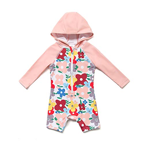 BONVERANO Baby Mädchen EIN stück Langärmelige-Kleidung UV-Schutz 50+ Badeanzug MIT Einem Reißverschluss…(Pink-Ou,9-12Monate… von BONVERANO