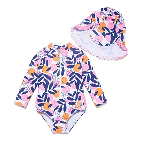 BONVERANO Baby Mädchen EIN stück Langärmelige-Kleidung UV-Schutz 50+ Badeanzug mit Badekappe…(Rosa-Punkte,24-36Monate… von BONVERANO