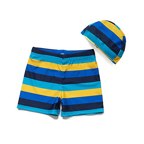 BONVERANO Kleiner Junge Badehose UV-Schutz 50+ Mit Badekappe (07Blau, 74-80) von BONVERANO