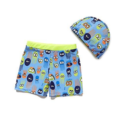 BONVERANO Kleiner Junge Badehose UV-Schutz 50+ Mit Badekappe (12Blau, 80-86) von BONVERANO