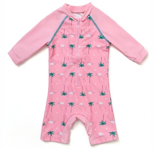 BONVERANO Kleiner Mädchen Badeanzug EIN Stück Mit Badekappe UV-Schutz 50+ (Kokosnussbaum, 6-9Months, 6_Months) von BONVERANO