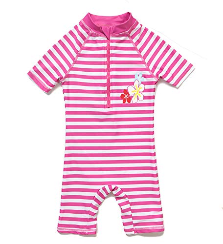 BONVERANO Baby Mädchen Badeanzug EIN stück Kurzärmel-Kleidung UV-Schutz 50+ Badekleidung MIT Einem Reißverschluss…(Pink-Fringe,6-9Monate… von BONVERANO