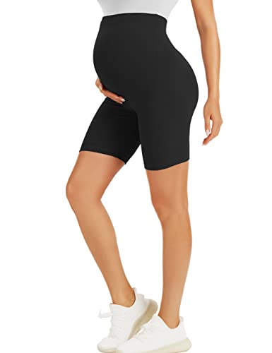 BONVIGOR Umstands-Shorts über dem Bauch, Biker, Workout, Yoga, aktiv, athletisch, Schwangerschaft, kurze Hose, Lounge-Pyjama, 1 Packung schwarz, Klein von BONVIGOR