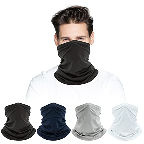 BOOHO 4 Stück Multifunktionstuch, Neck Gaiter Atmungsaktive Bandana Maske für Outdoor-Schutz, Winddicht Schlauchschal Mundschutz, Schnelltrocknend Atmungsaktiv Weich Gesichtsmaske für Männer Frauen von BOOHO