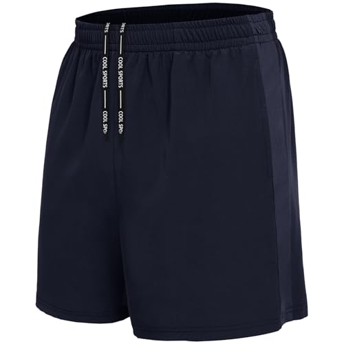 BOOJO Sporthose Herren Kurz Hosen Schnell Trocknend Sport Shorts mit Reißverschlusstasche Leicht Jogginghose Trainingshose(Dunkelblau,L) von BOOJO