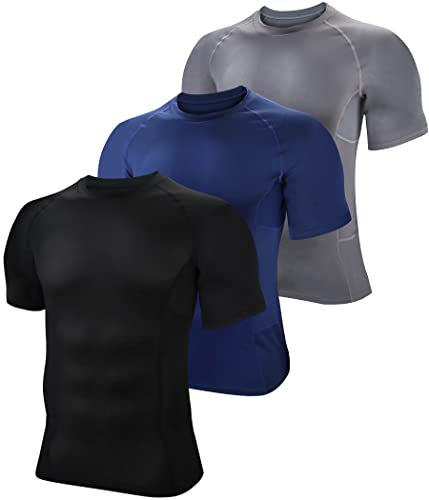 BOOMCOOL 3er Pack Kompressionsshirt Herren Kurzarm Compression Shirt | Funktionsshirt Gym trainingsshirt Laufshirt Fitness von BOOMCOOL
