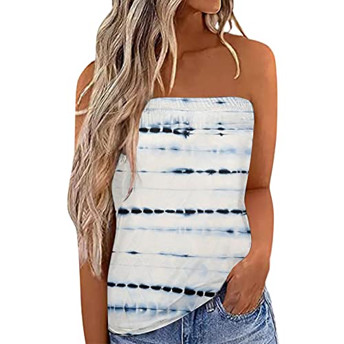 BOOMJIU Bluse Damen Sommer Sexy Tube Top Schulterfrei Ärmellos Oberteile Trägerlos Bandeau Bluse Shirt Strand Weste Bandeautop Schlauchshirt Rückenfrei Oberteile Sommer Bluse Bandeau Schlauchshirt von BOOMJIU