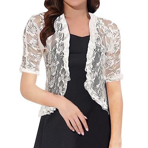 BOOMJIU Bolero Damen Festlich Chiffon Bolero Jäckchen Brautjacke Strickjacke Bolero Kurzarm Damen für Abendkleider Festlich Kurze 3/4 Ärmel elegant Schulterjacke Casual Shrug Top von BOOMJIU