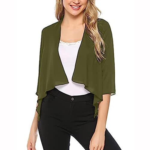 BOOMJIU Bolero Damen Festlich Chiffon Jäckchen Brautjacke Strickjacke Kurzarm für Abendkleider Elegant Kurze 3/4 Ärmel Schulterjacke Casual Shrug Top von BOOMJIU