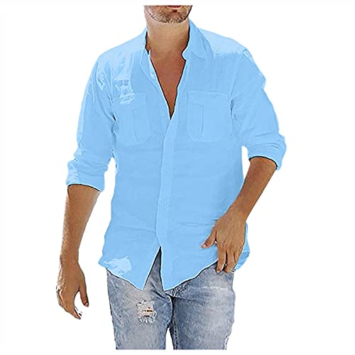 BOOMJIU Herren Baumwolle Leinenhemd Herbst Winter Herren Hemd Langarm Regular Fit Freizeithemd Shirts von BOOMJIU