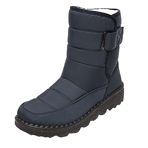 BOOMJIU Warm Damenstiefel rutschfest Schlupfboots Wasserdicht Schnee Frauen Winterboots Schneestiefel Schlupfstiefel Weitschaft Flach Schneeboots Gefüttert Schneeschuhe Wanderschuhe Winterstiefel von BOOMJIU