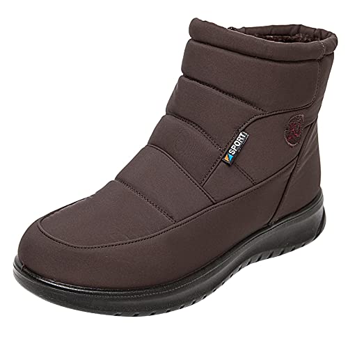 BOOMJIU Warm Damenstiefel rutschfest Schlupfboots Wasserdicht Schnee Frauen Winterboots Schneestiefel Schlupfstiefel Weitschaft Flach Schneeboots Gefüttert Schneeschuhe Wanderschuhe Winterstiefel von BOOMJIU