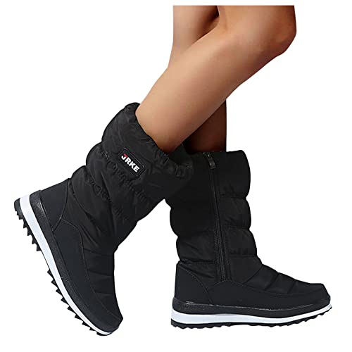 Winterstiefel Damen Gemütlich Booties Warm Gefüttert Schneestiefel Wasserdicht Winterschuhe Flach rutschfeste Warme Schneeboots Outdoor Kurze Stiefel Winter Stiefel Wanderschuhe von BOOMJIU