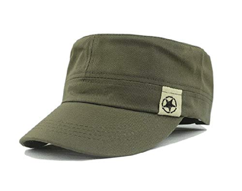 Herren Baumwolle Vintage Army Kappe Cadet Hat Military Flat Top Verstellbare Baseballmütze Sommer Trucker Hut Urban Armycap Militärcap mit UV-Schutz 40 Mütze Militär Sommer/Winter von BOOMJIU