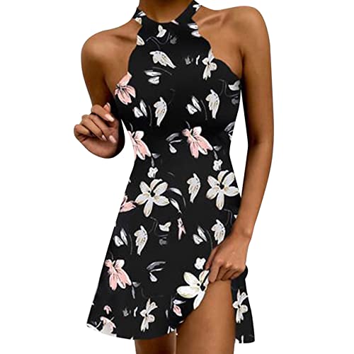 Kleider Damen Sommer A-Linien Kleid Kurzes Minikleid Schwarz ärmellos Blumenmuster Gerüscht Rundhalsausschnitt Lässig Kleid Elegant Swing Kleid Abendkleider Partykleid Strandkleid Kleider Damen Sommer A-Linien Kleid Kurzes Minikleid Schwarz ärmellos Blumenmuster Gerüscht Rundhalsausschnitt Lässig Kleid Elegant Swing Kleid Abendkleider Partykleid Strandkleid von BOOMJIU
