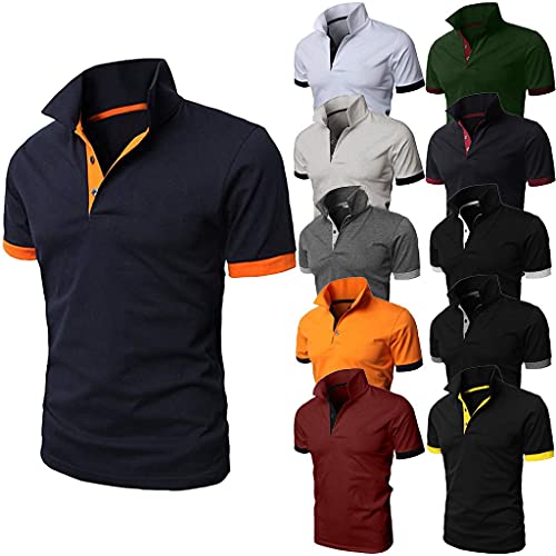 Poloshirt Herren, T Shirts Männer, Hemd Herren Kurzarm Giraffe Stickerei T-Shirt Sommer Slim Fit Golf Sports (A01 Marine, L) von BOOMJIU