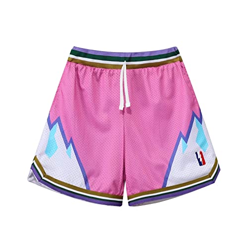 BOOMLEMON Herren Basketball Shorts Gym Training Workout Athletic Shorts Mesh Grafik Print Running Short Pants, Berge Rosa, XL von BOOMLEMON
