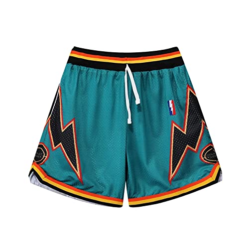 BOOMLEMON Herren Basketball-Shorts Training Workout Athletic Shorts Mesh Print Running Short Pants, Dunkelgrün, X-Klein von BOOMLEMON
