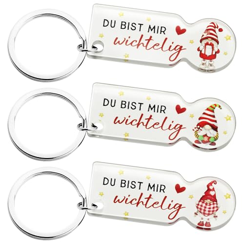 3 Einkaufswagenlöser Frohe Weihnachten/ Du bist mir wichtelig Geschenk Schlüsselanhänger Weihnachtsmann Rentier Wichtel Weihnachtsbaum Acryl Einkaufswagen Öffner Abziehbar Einkaufswagenchip Geschenke von BOOMTOP
