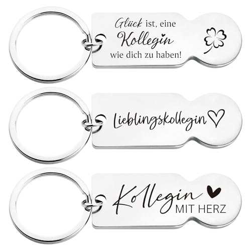 3 Einkaufswagenlöser Kollegin Geschenk Schlüsselanhänger Abschiedsgeschenk Kollegin mit Herz Dankeschön Lieblingskollegin Jobwechsel Metall Einkaufswagenchip Einkaufswagen Öffner Abschied Geschenk von BOOMTOP