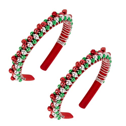 BOOMTOP 2pcs Haarreifen Weihnachten Glöckchen Weihnachts Haarband Rot Grün Weihnachtsstirnband mit Glocken Xmas Haarschmuck Neujahr Weihnachten Geschenk Adventskalender Füllung für Kinder Erwachsene von BOOMTOP