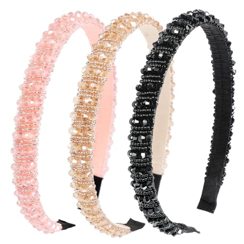 BOOMTOP 3 Strass Haarreif Dirndl Trachten Haarschmuck Kristall Stirnbänder Glitzer Strass Haarband 1,5cm Breit Damen Mädchen Metall Prinzessin Haarreifen für Hochzeit Kommunion Karneval Geburtstag von BOOMTOP