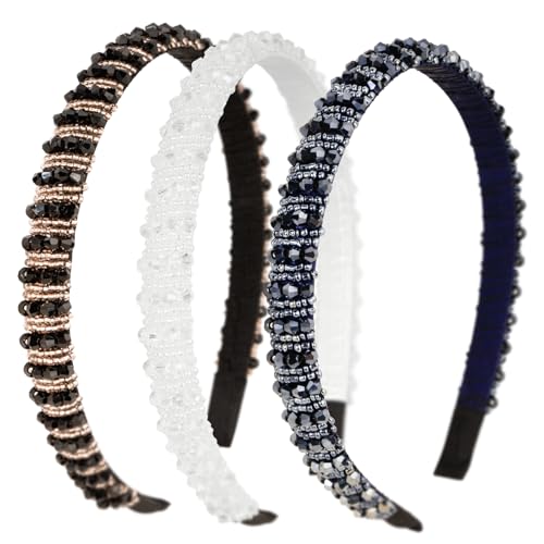 BOOMTOP 3 Strass Haarreif Dirndl Trachten Haarschmuck Kristall Stirnbänder Glitzer Strass Haarband 1,5cm Breit Damen Mädchen Metall Prinzessin Haarreifen für Hochzeit Kommunion Karneval Geburtstag von BOOMTOP