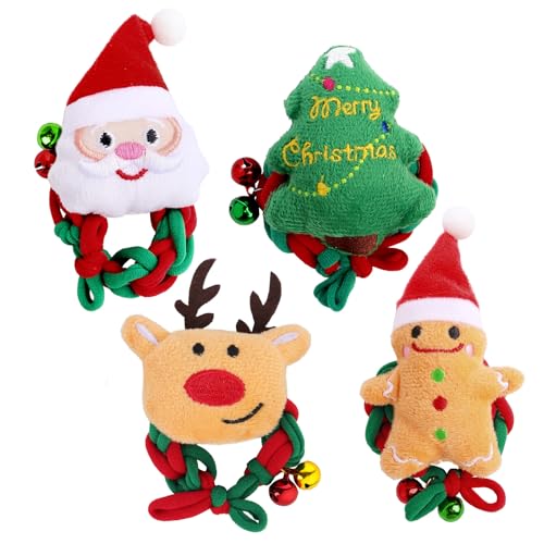 BOOMTOP 4 Stück Weihnachten Haargummis Samt Haar Scrunchies Weihnachten Elastische Haarbänder Santa Rentier Lebkuchenmann Weihnachtsbaum Weihnachts Haarschmuck Geschenkideen für Mädchen Frauen von BOOMTOP