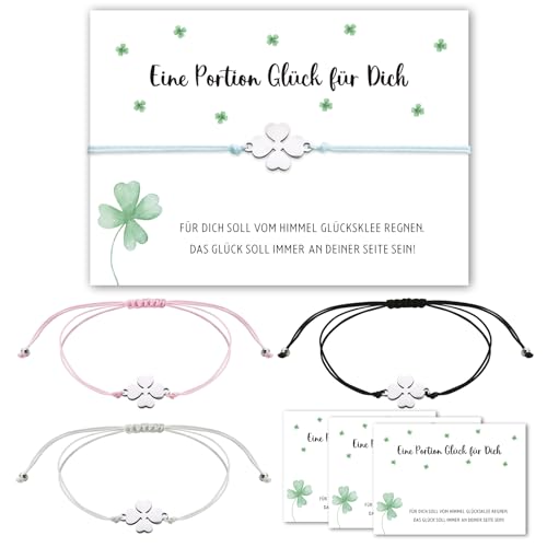 BOOMTOP 4 Kleeblatt Armband Schutzengel Glücksbringer Viel Glück Prüfung Geschenke Armbänder Freundschaftsarmband Abschiedsgeschenke Kollege Kollegin Glücksarmband Geburtstag Weihnachten Kommunion von BOOMTOP