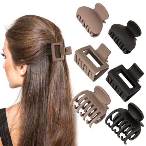 BOOMTOP 6pcs Haarklammern Mittelgroß Haarspangen Kleine Matte Haarspange Rutschfeste Haar Greifer Clips mit doppelreihigen Zähnen für Frauen Mädchen Dickes Dünnes Haar Haarstyling Zubehör 3-4cm von BOOMTOP