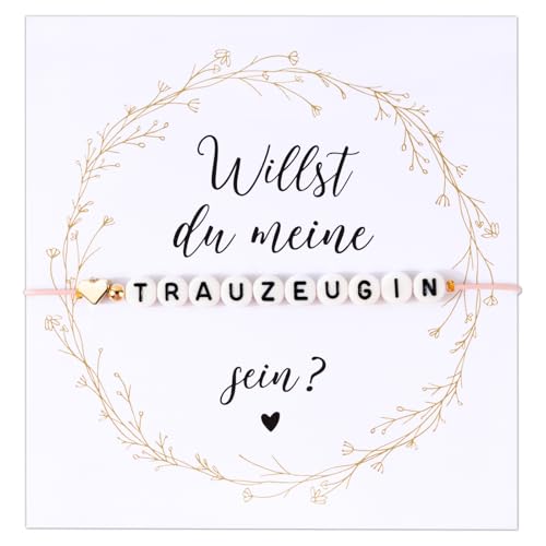 BOOMTOP Armband Trauzeugin Fragen Brautjungfer Geschenk Willst Du Meine Trauzeugin Sein Verstellbare Armbänder 29cm mit Fragen Karte Umschlag Hochzeit Team Braut Geschenkidee von BOOMTOP