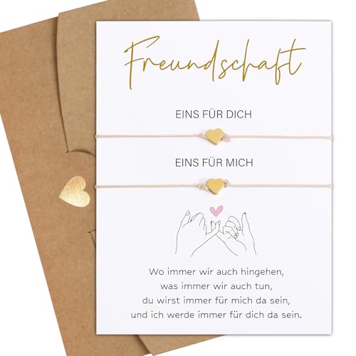 BOOMTOP Freundschaftsarmband für 2 Beste Freundin Geschenke Armband Herz Damen Mädchen Glücksbringer Herzchen Armkettchen Verstellbar Freundschaftsketten Danke Geschenk für Geburtstag Weihnachten von BOOMTOP