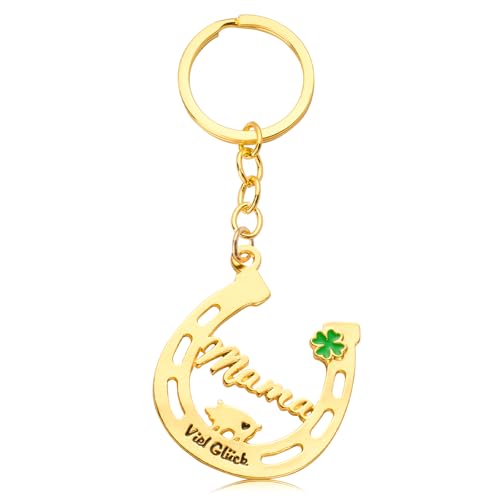 BOOMTOP Schlüsselanhänger Mama Geschenke Muttertag Muttertagsgeschenk für Mama Glücksbringer Geschenk Viel Glück Hufeisen Kleeblatt Anhänger Gold für Muttertag Geburtstag Silvester Weihnachten von BOOMTOP