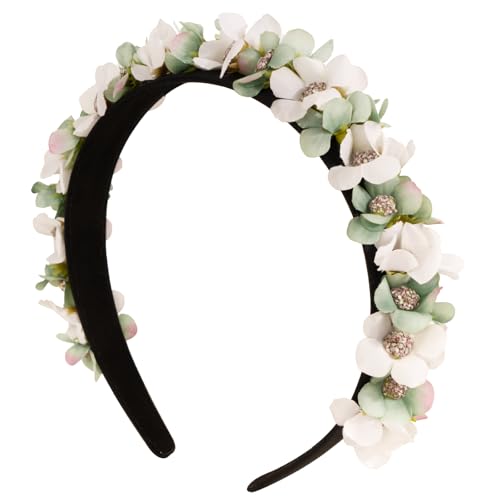 BOOMTOP Haarreif Dirndl Blumen Haarband Trachten Haarschmuck Blumen Haarkranz Blumenstirnband Damen Mädchen Kopfschmuck mit Blüten für Hochzeit Karneval Mottoparty Grün Beige von BOOMTOP