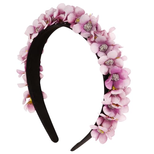 BOOMTOP Haarreif Dirndl Blumen Haarband Trachten Haarschmuck Blumen Haarkranz Blumenstirnband Damen Mädchen Kopfschmuck mit Blüten für Hochzeit Karneval Mottoparty Lila Rosa von BOOMTOP