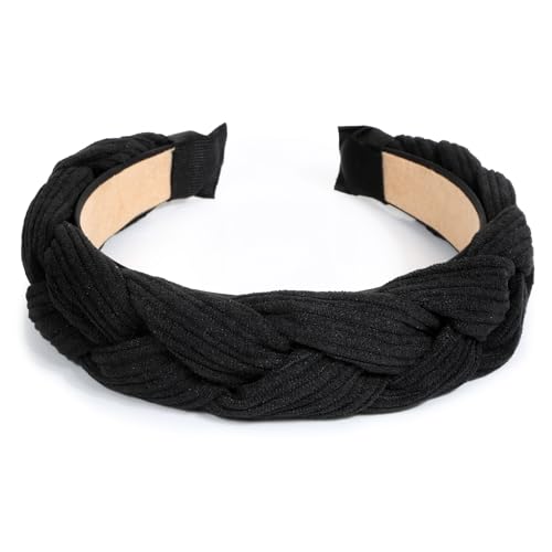 BOOMTOP Oktoberfest Haarreif Dirndl Kordsamt Geflochten Stirnband Kord Breit Haarband Vintage Gepolsterte Haarreifen Trachten Haarschmuck Kopfband für Damen und Mädchen Schwarz von BOOMTOP