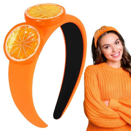 BOOMTOP Haarreif Orange Kostüm Haarband Karneval Fasching Kostüm Haarschmuck Obst Frucht Kostüm Orange Gepolstert Haarband Damen Breit Stirnband Karnevalskostüm Fasching Accessoires Kopfschmuck von BOOMTOP